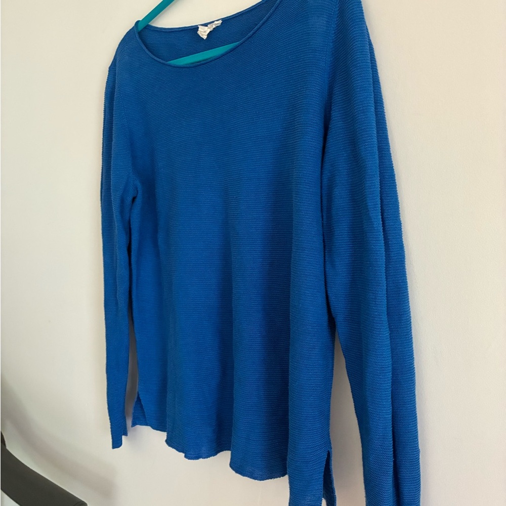 Eileen Fisher Blue Organic Linen Women's Pullover Shirt - Picture 2 of 10